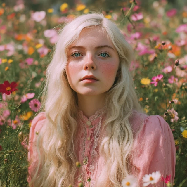 Beautiful Young Woman Portrait with Flowers