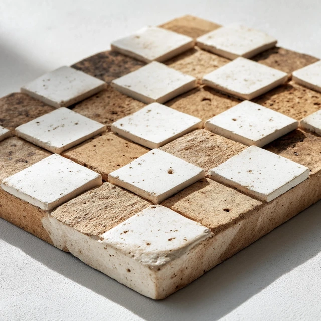 Oat and Milk Checkered Board Texture Studio Shot