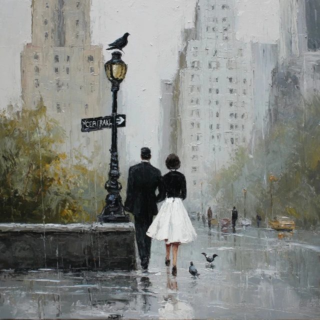 Central Park Wedding Oil Painting