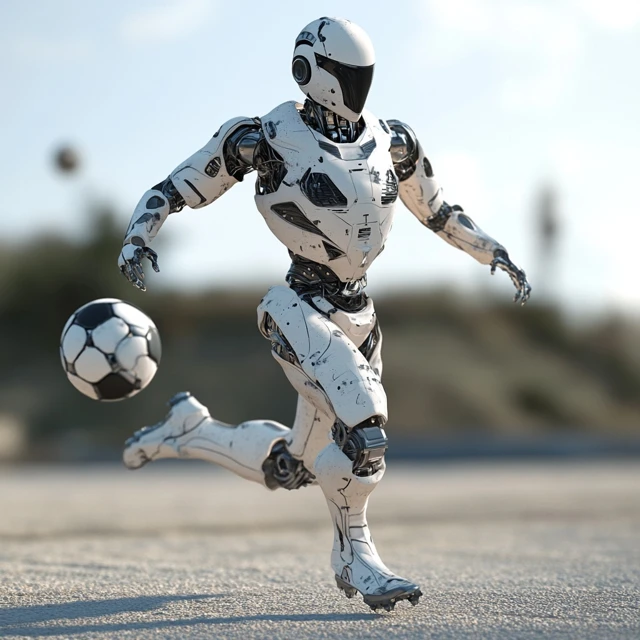 3D Robot Soccer Player Futuristic Design
