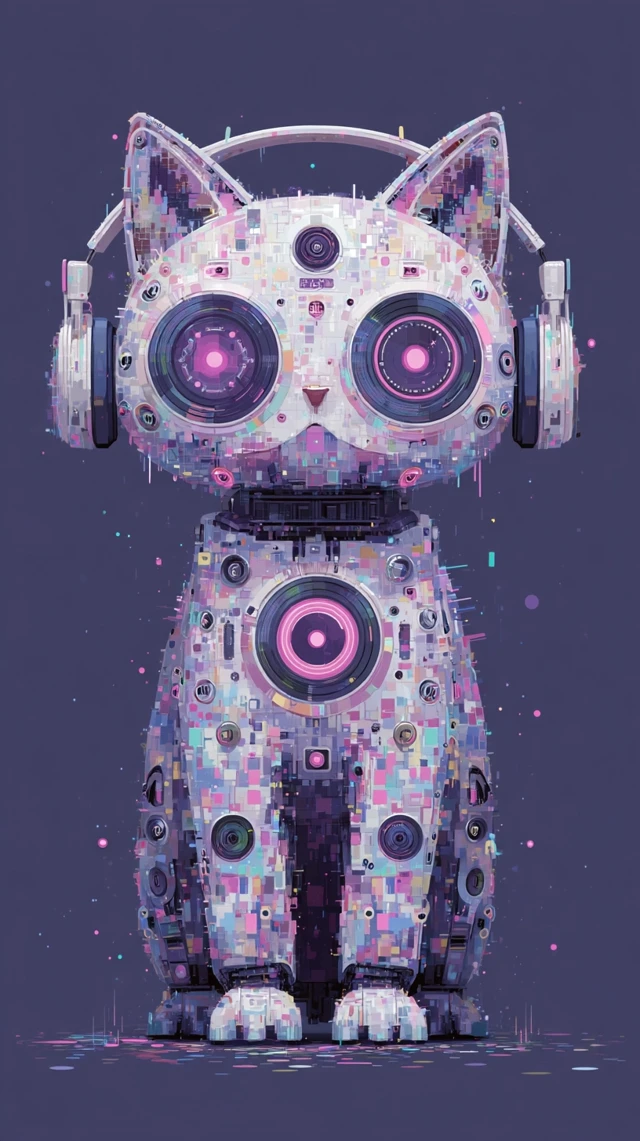 Disco Cat Robot - Futuristic Cyberpunk Art