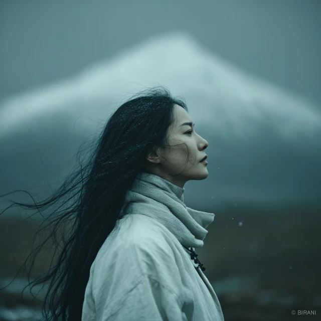 Chinese Girl Mountain Scene Film Still Photography