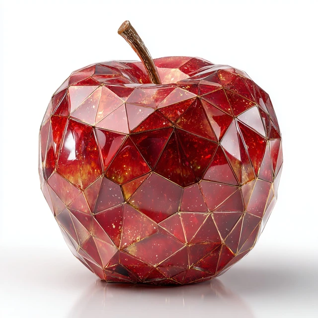 Low Poly Red Apple Gemstone 3D Render
