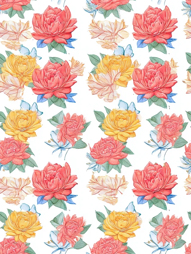 Watercolor Floral Textile Pattern Decorative Plants