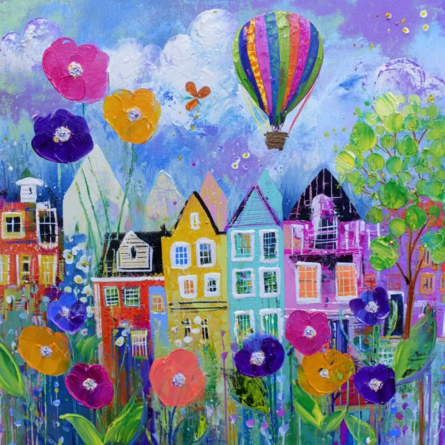 Whimsical Amsterdam Painting Springtime Flowers