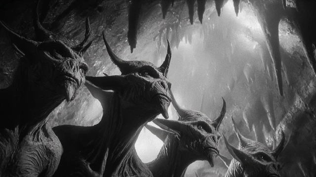 1920s Horror Demons Cave Black and White Art