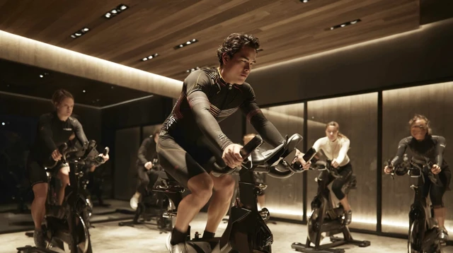 Indoor Cycling Class Dynamic Fitness in Luxury Gym