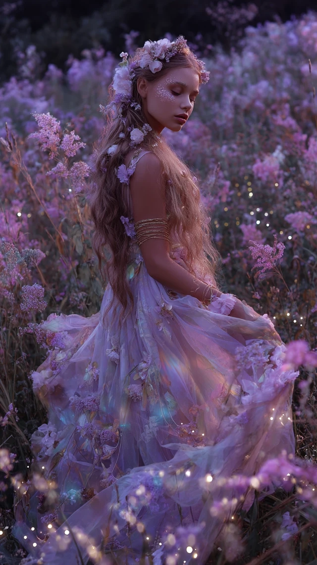 Fairycore Girl Dances in a Meadow Ethereal Tones
