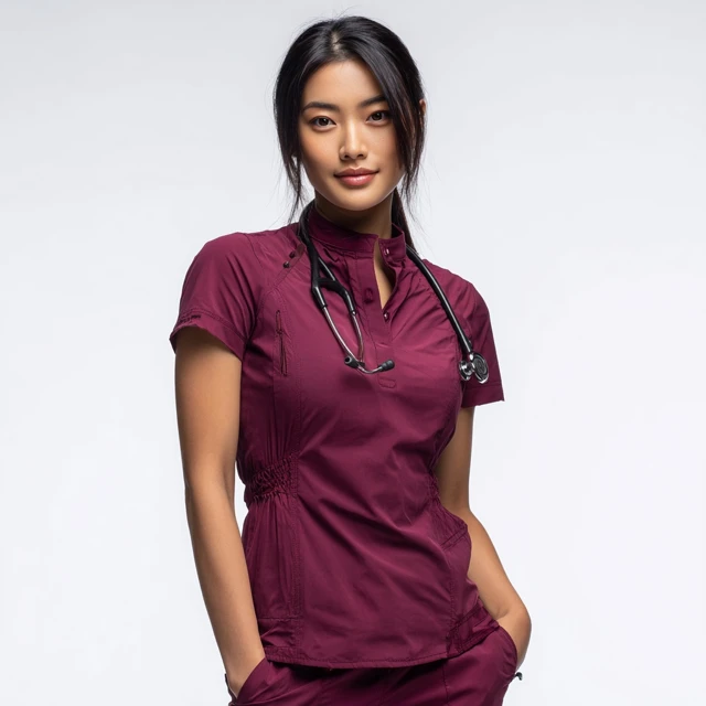 Asian Doctor in Scrubs with Stethoscope