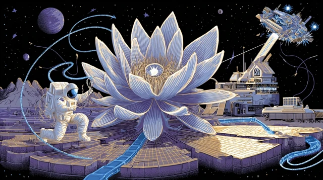 Lunar Power Station Retro Futuristic Space Art