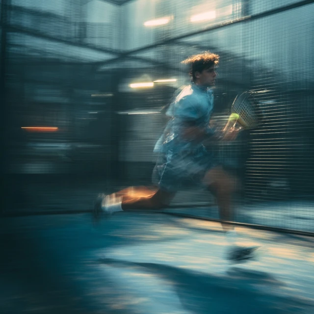 Padel Player in Motion Blur Cinematic Closeup