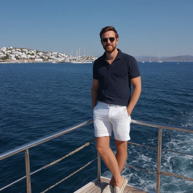 Man on a Yacht Enjoying Mediterranean Day