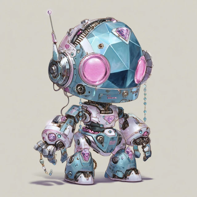Cute Diamond Robot Manga Character