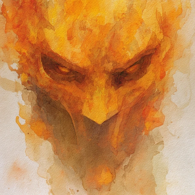 Flaming Superhero Watercolor Portrait