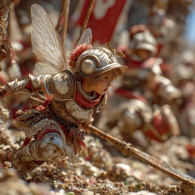 Fairy Warrior in Battle Detailed 8k Fantasy Art