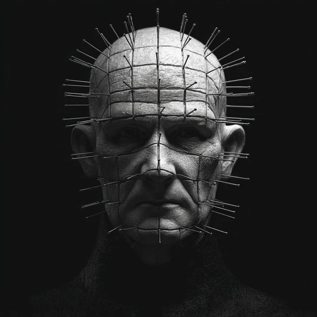 Pinhead Portrait Hellraiser Black and White