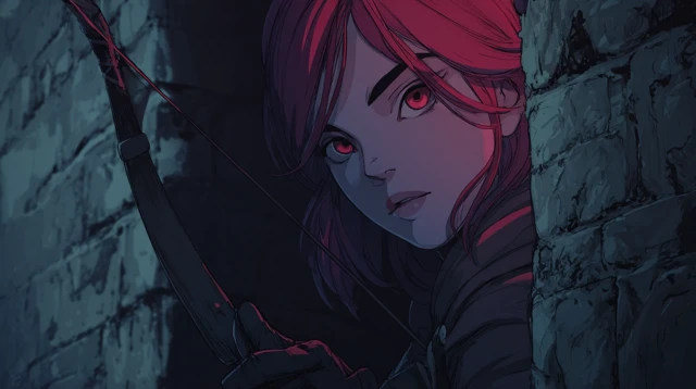 DnD Rogue Character Art Red Haired Assassin