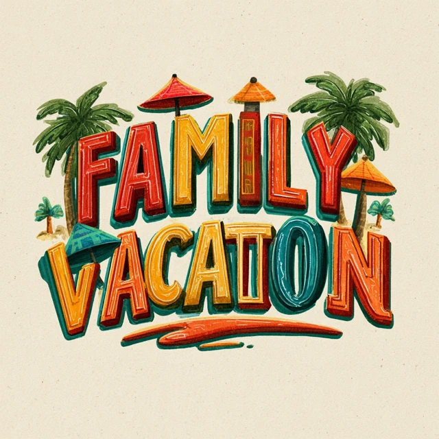 Family Vacation Graffiti Text Art