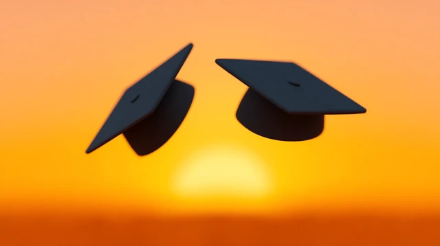 Graduation Caps in Golden Hour Celebration
