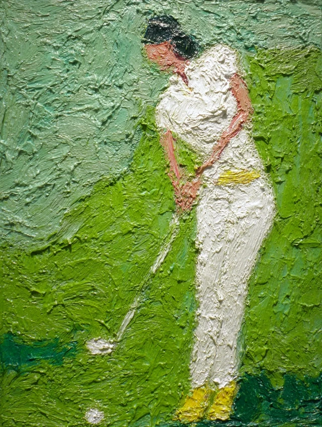 Abstract Golf Painting Woman on Green