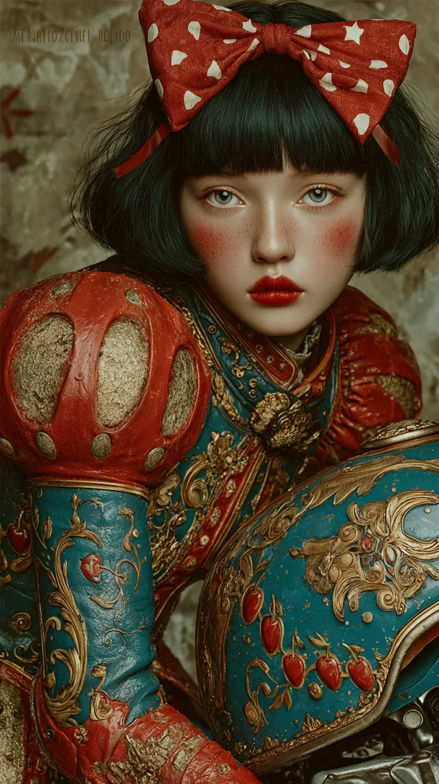Snow White on a Motorcycle PhotoRealism Fashion Editorial