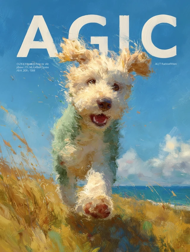 AIGC Art Magazine Cover Dog Running
