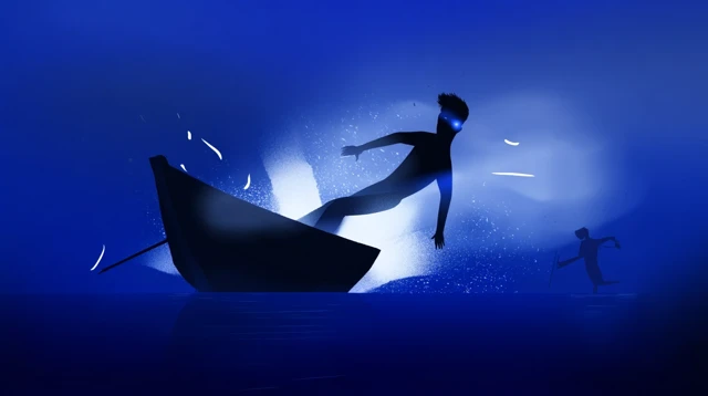 Falling Man Illustration Boat Scene