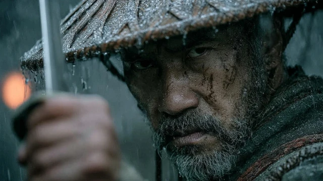 Ancient Chinese Swordsman in the Rain Cinematic