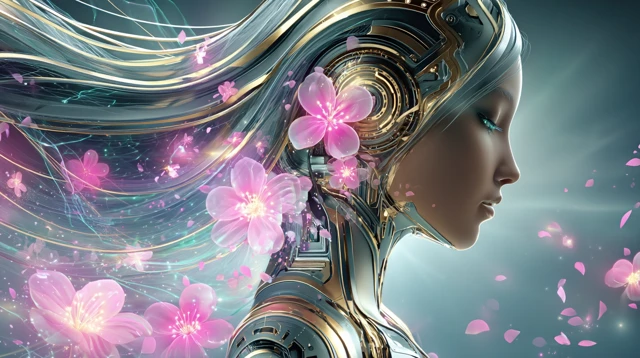Futuristic Goddess: Blockchain-Inspired Digital Art