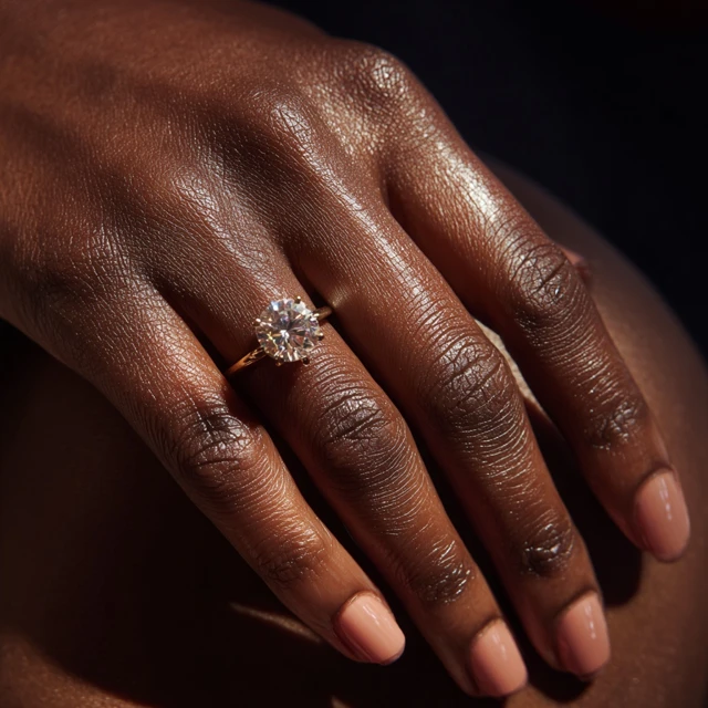 Diamond Ring Black Hand Engagement Portrait
