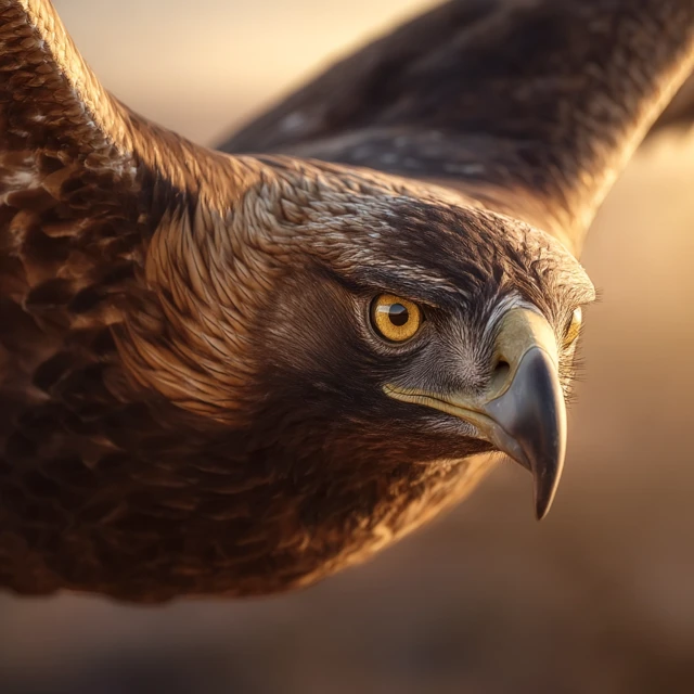 Golden Eagle Head Closeup - Hyperrealistic, Sunny Day