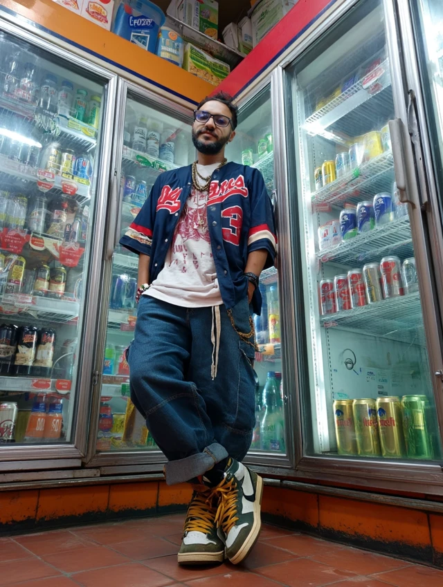 Man in Convenience Store Fashion Shot