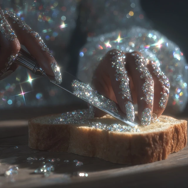 Diamonds on Bread Surreal Luxury Photorealistic