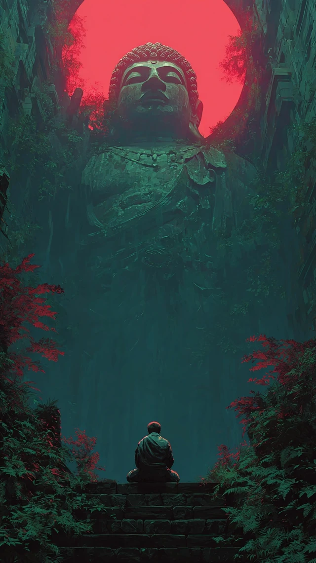 Deity Statue in a Dark and Mysterious Setting