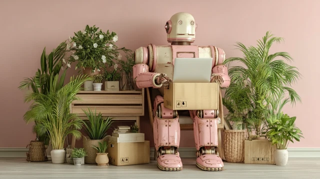Robot Assistant Organizes Office Workspace 3D