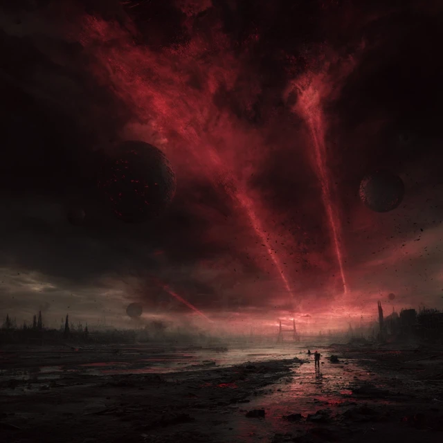 Apocalyptic Battlefield Destruction Crimson Skies