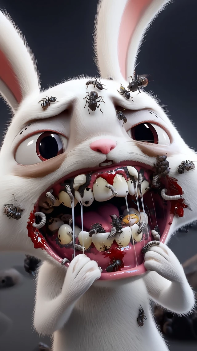 Scary Rabbit Bugs Disney Pixar Style Illustration