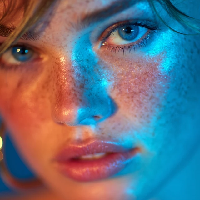 Beautiful Woman with Freckles and Soft Skin