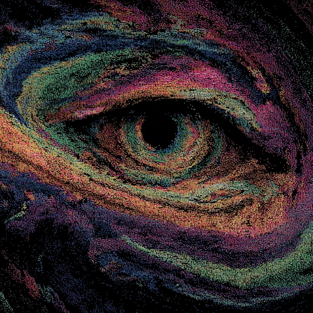 Cosmic Horror Eye Art Digital Glitch Line Art