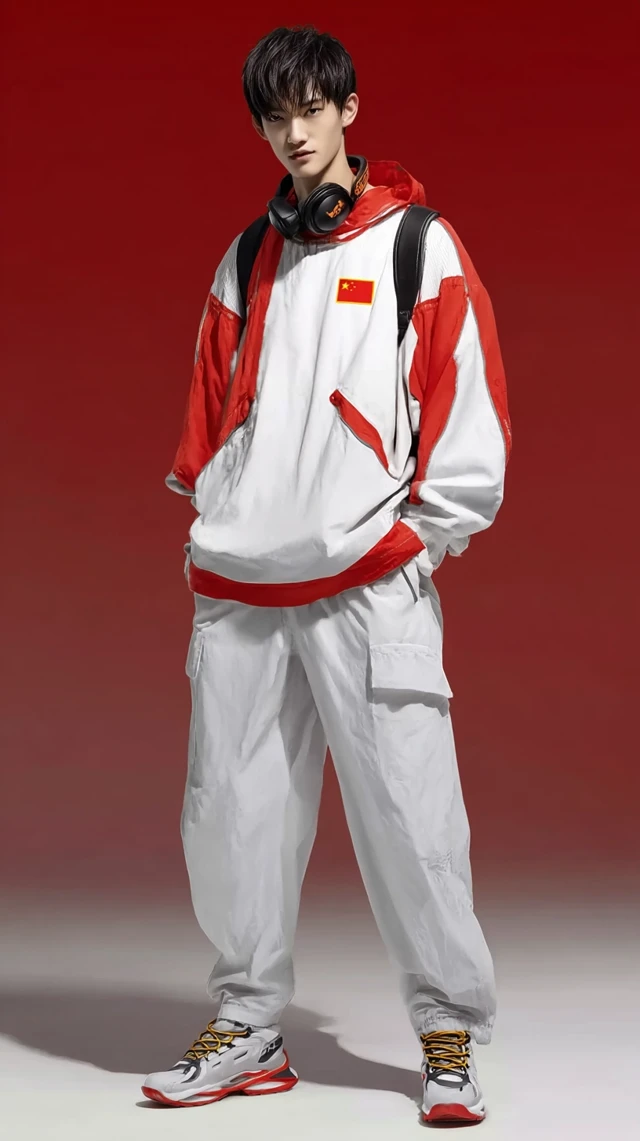 Chinese Athlete in Sportswear Smiling and Posing