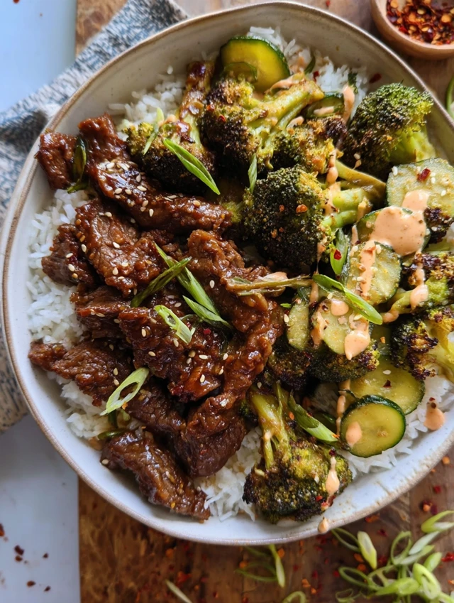 Spicy Ginger Sesame Beef and Broccoli Bowl Recipe