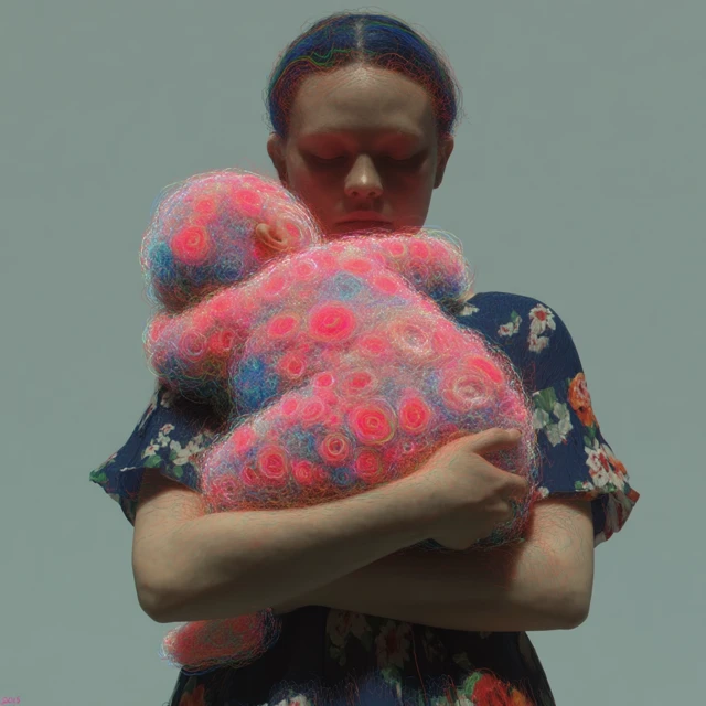 Mother and Child Floral Embrace Artwork