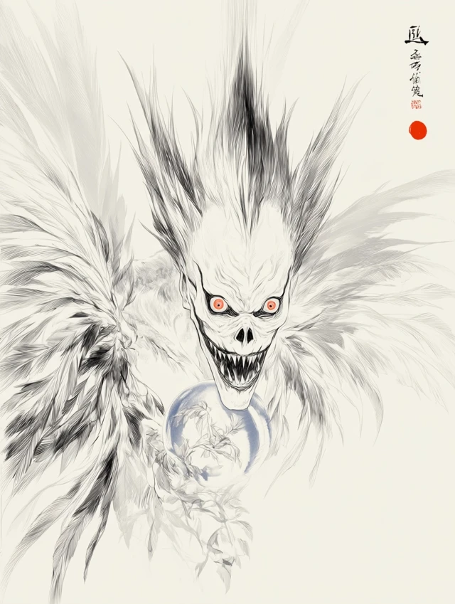 Ryuk Death Note Anime Sumi e Art