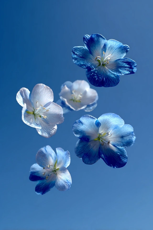 Blue Nemophila Flowers Floating in the Sky