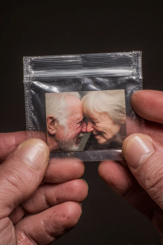 Elderly Couple Photo in Ziplock Bag Close Up