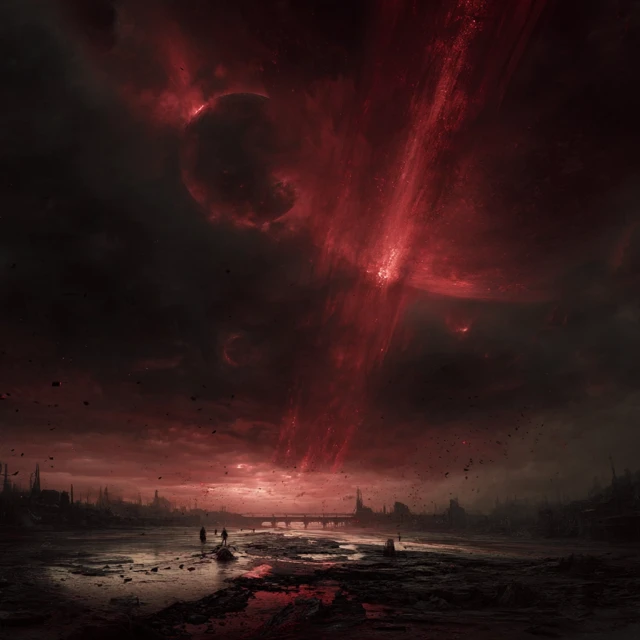 Apocalyptic Battlefield Destruction Crimson Skies