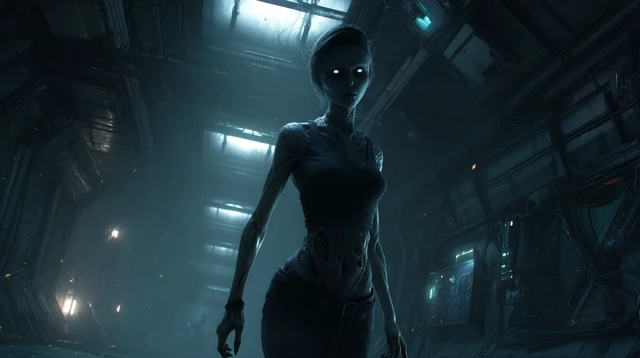 Corrupted Ghoul in Sci-Fi Horror Setting