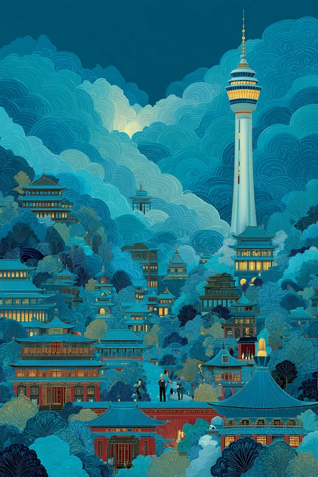 Chengdu Cityscape Art Modern Landmarks
