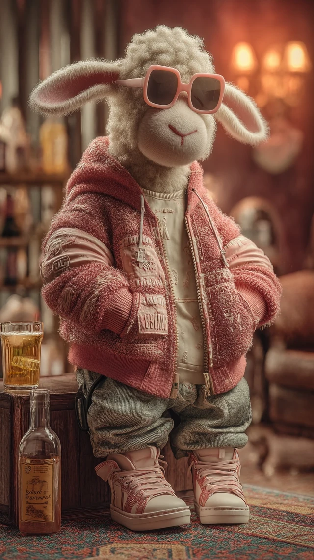 3D Sheep in Hiphop Style at the Bar