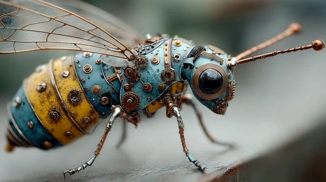 Steampunk Fairy Creature Metal Glass Insect Art